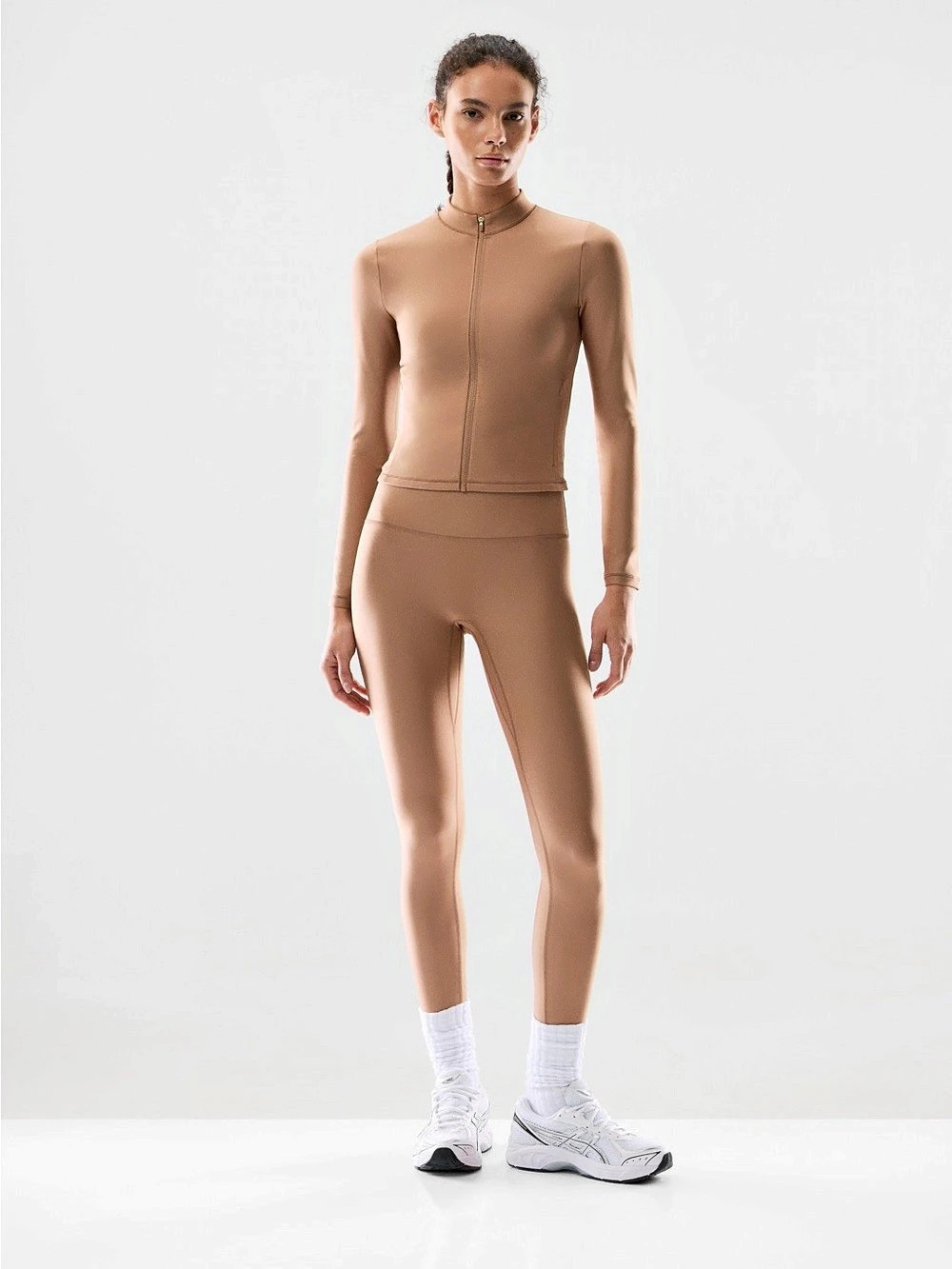 Aritzia Golden GloTone Brown Athletic Set Size Medium (zip up) with matching leg